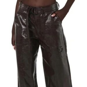 NWT! Naked Wardrobe Faux-Crocodile Wide Leg Pants! Sz. Medium